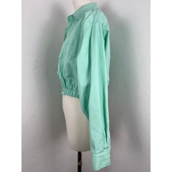 NWOT ASOS DESIGN Mint Green Bomber Jacket Pockets (Womens Size: 0) - Picture 4 of 11